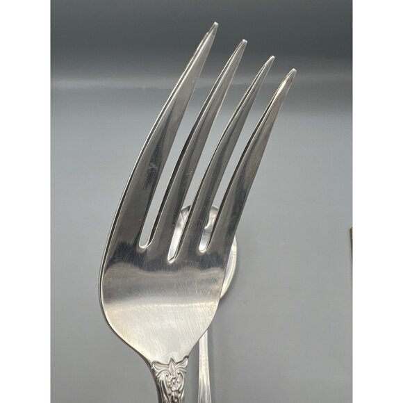 Wm Rogers GRAND ELEGANCE Silver-Plated Ornate Serving Spoon & Meat Fork Set VTG - Picture 10 of 13